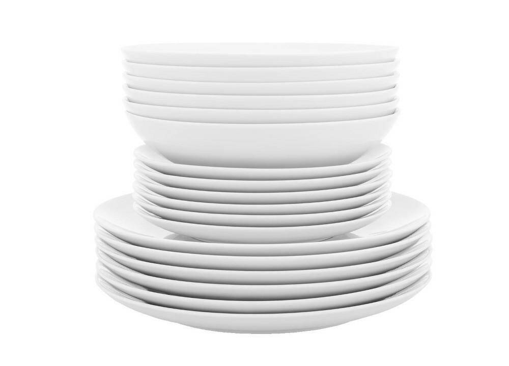Komplet talerzy dla 6 osób 18 elementowy BOSS Biały Lubiana