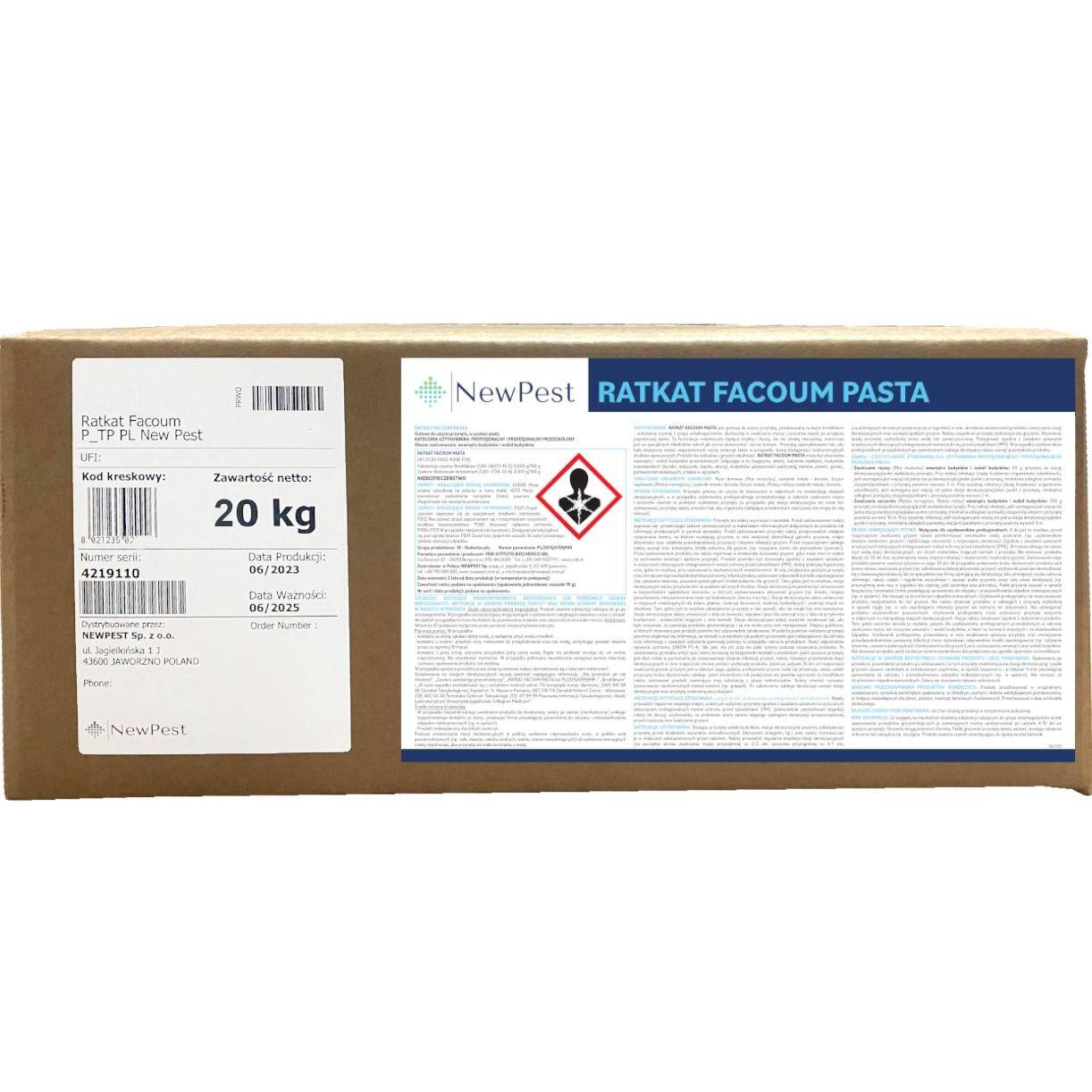 RATKAT Pasta 20 kg NewPest brodifacoum 0,005 niebieska