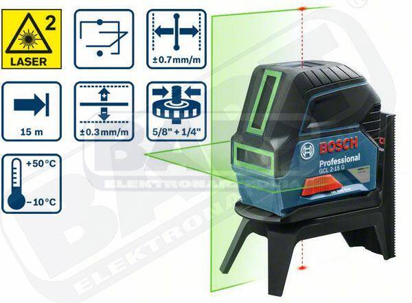 Bosch Laser krzyżowo-punktowy GCL 2-15 G + uchwyt RM1