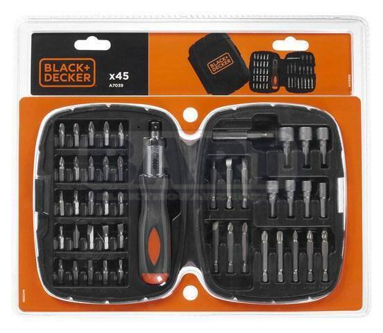 Black&Decker Zestaw bitów i nasadek + śrubokręt grzechotka 45 elementów (Zdjęcie 3)