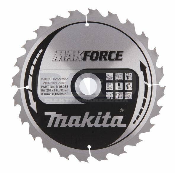 MAKITA Tarcza do piły, Makforce T.C.T, 270 x 30 mm, 24Z B-08268