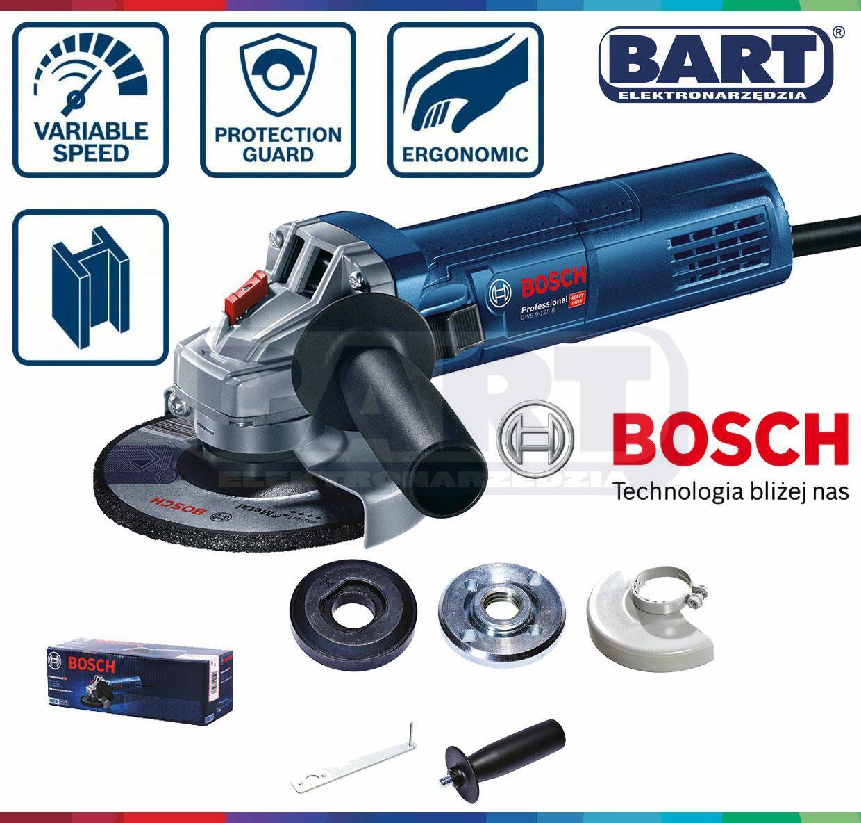 Bosch szlifierka kątowa z regulacją obrotów GWS 9-125S