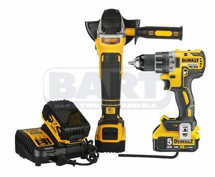 DeWALT Zestaw COMBO Wiertarko-wkrętarka + Szlifierka kątowa 18V DCK2020P2T