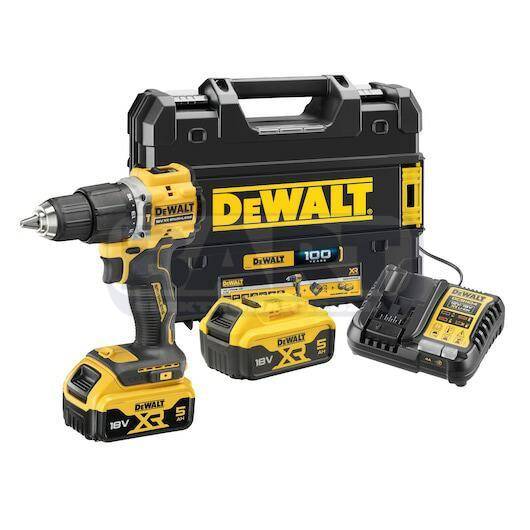 DeWalt Wiertarko-wkrętarka udarowa 18V XR 2x akumulator 5Ah DCD100YP2T-QW