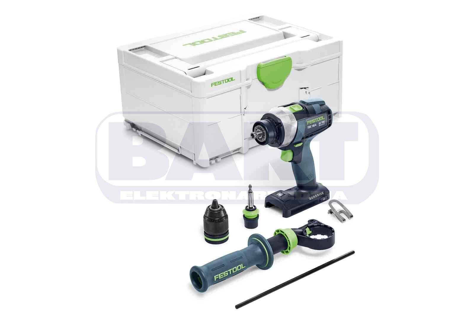 FESTOOL Akumulatorowa wiertarko-wkrętarka QUADRIVE TDC 18/4 I-Basic