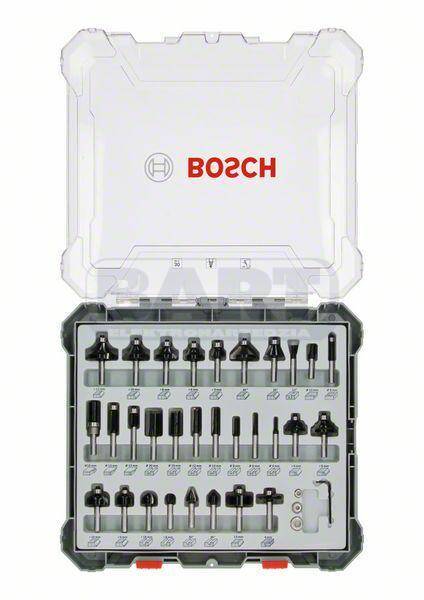 BOSCH Mieszany zestaw frezów, trzpień 6 mm, 30 szt.