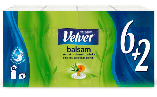 Velvet chusteczki Balsam 6+2
