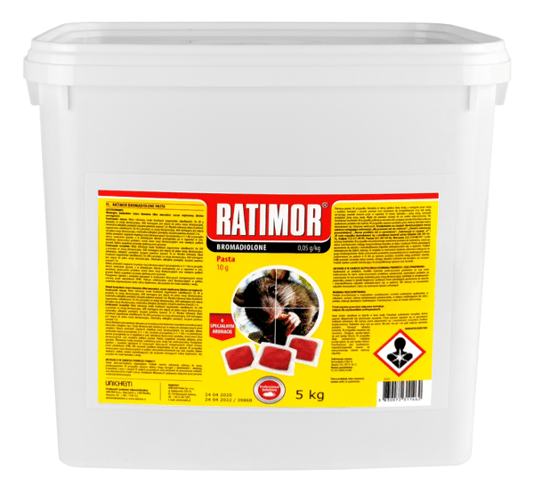 Ratimor / Bromadiolone pasta 5kg wiadro trutka na myszy i szczury (Zdjęcie 1)