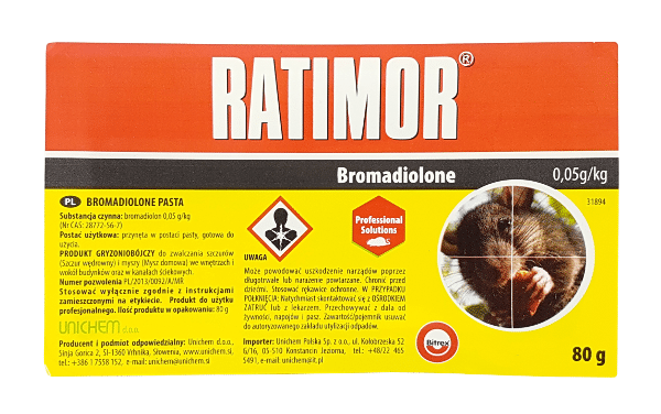 Ratimor / Bromadiolone pasta 80g trutka na myszy i szczury