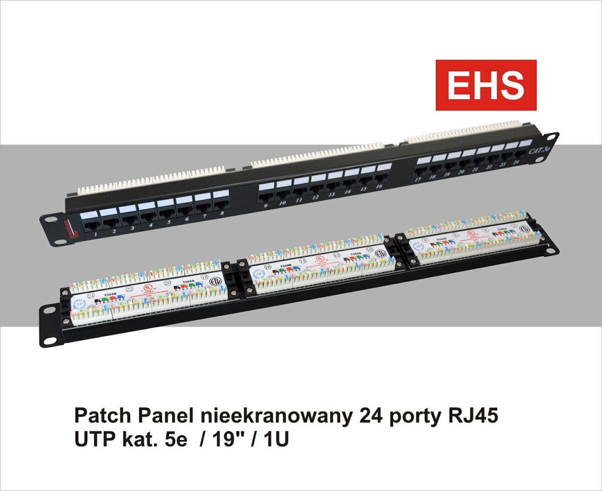 Patch Panel   UTP 24 Porty kat.5e     PL (Zdjęcie 3)