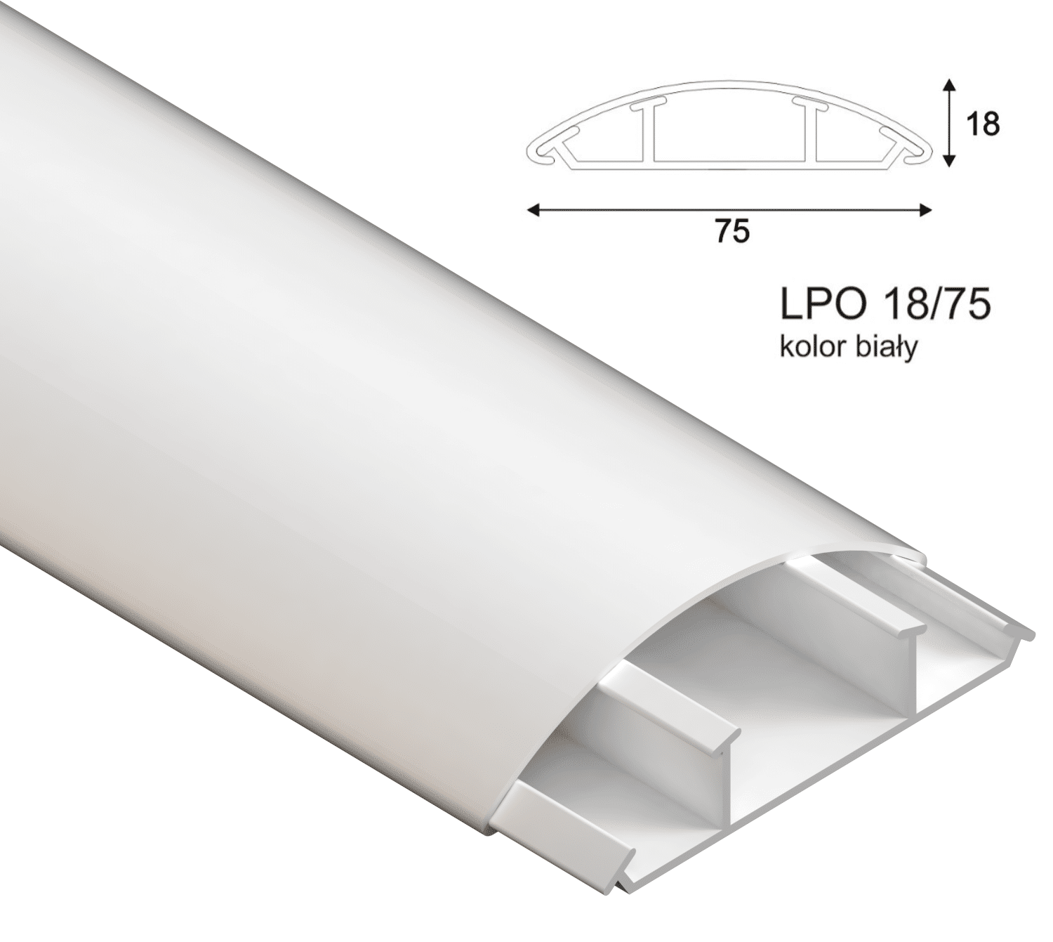 LPO 18/75 3K  L=2m Kanał kablowy biały (Zdjęcie 1)