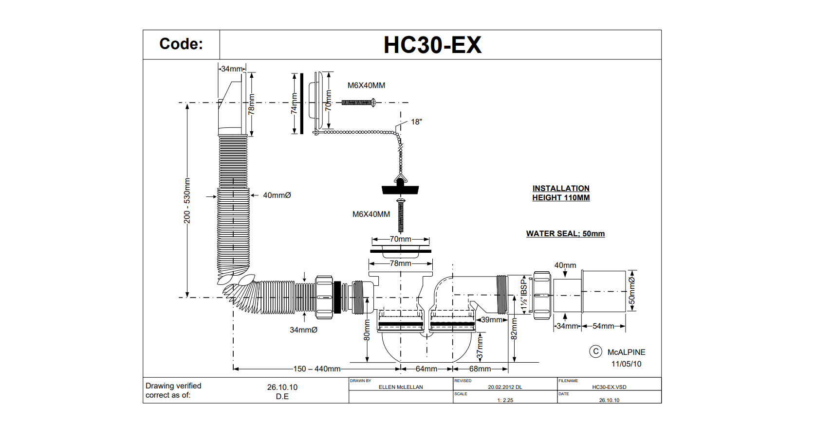 HC30-EX MCALPINE SYFON WANNOWY PROSTY (Zdjęcie 2)