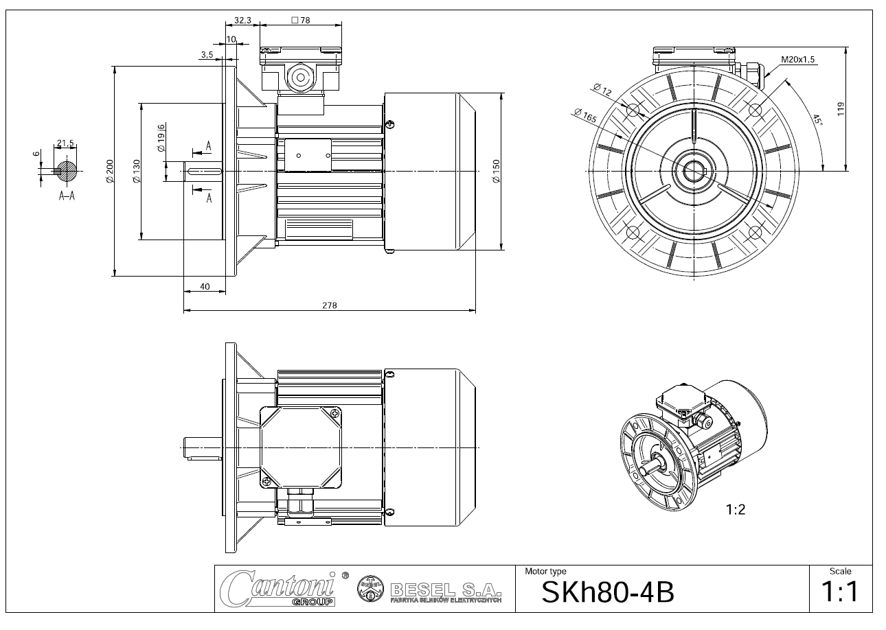 SILNIK Sh 56-4B - 0.09 kW 1500 B3 (Zdjęcie 7)