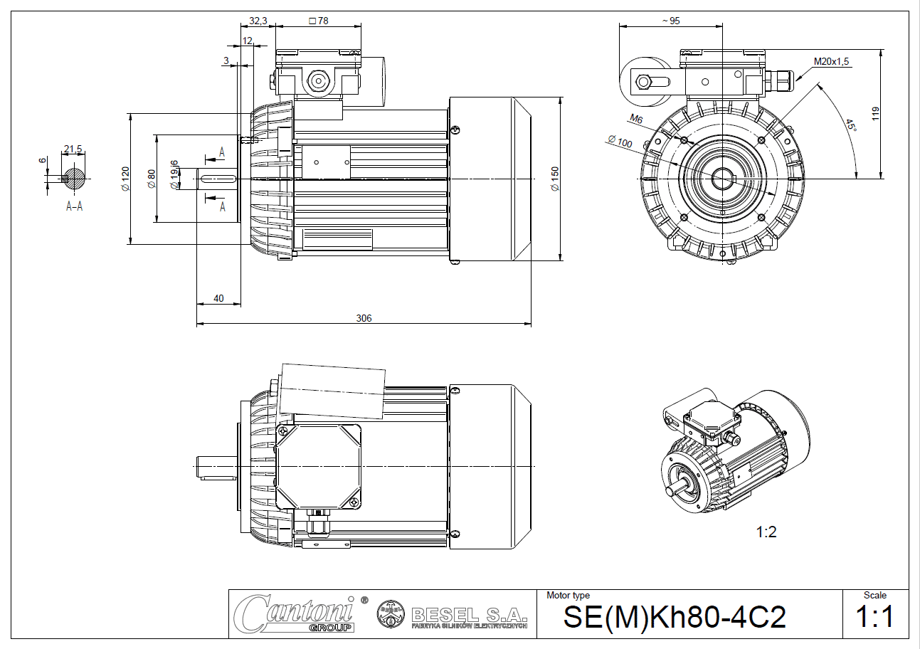 SILNIK SEMKh 71-4B2- 0,25 kW 1340 B14/2 (Zdjęcie 8)