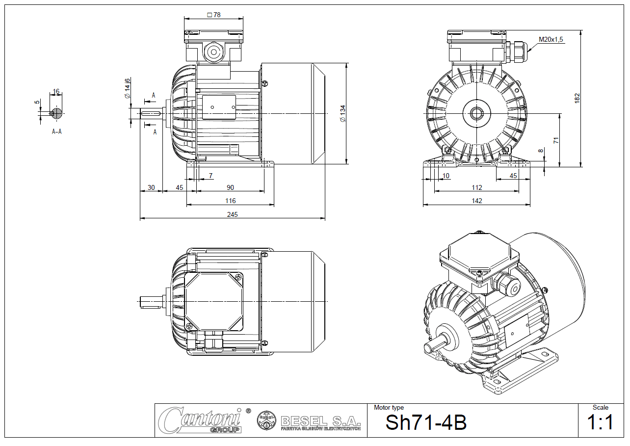 SILNIK Sh 90-4S - 1,1 kW 1500 B3 S3-70% (Zdjęcie 30)