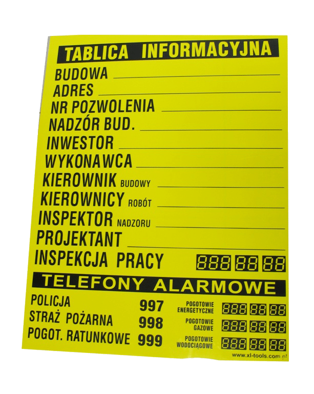 Tablica informacyjna budowlana 50x70