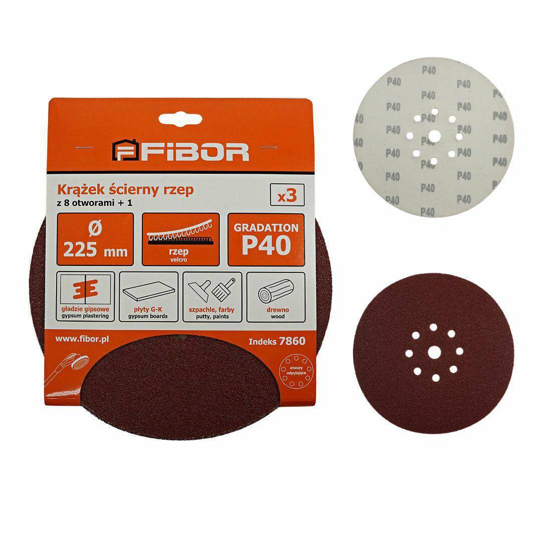 Krążek ścierny rzep 225 mm z otworami