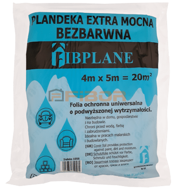 BEZBARWNA Plandeka  EXTRA MOCNA 4x5