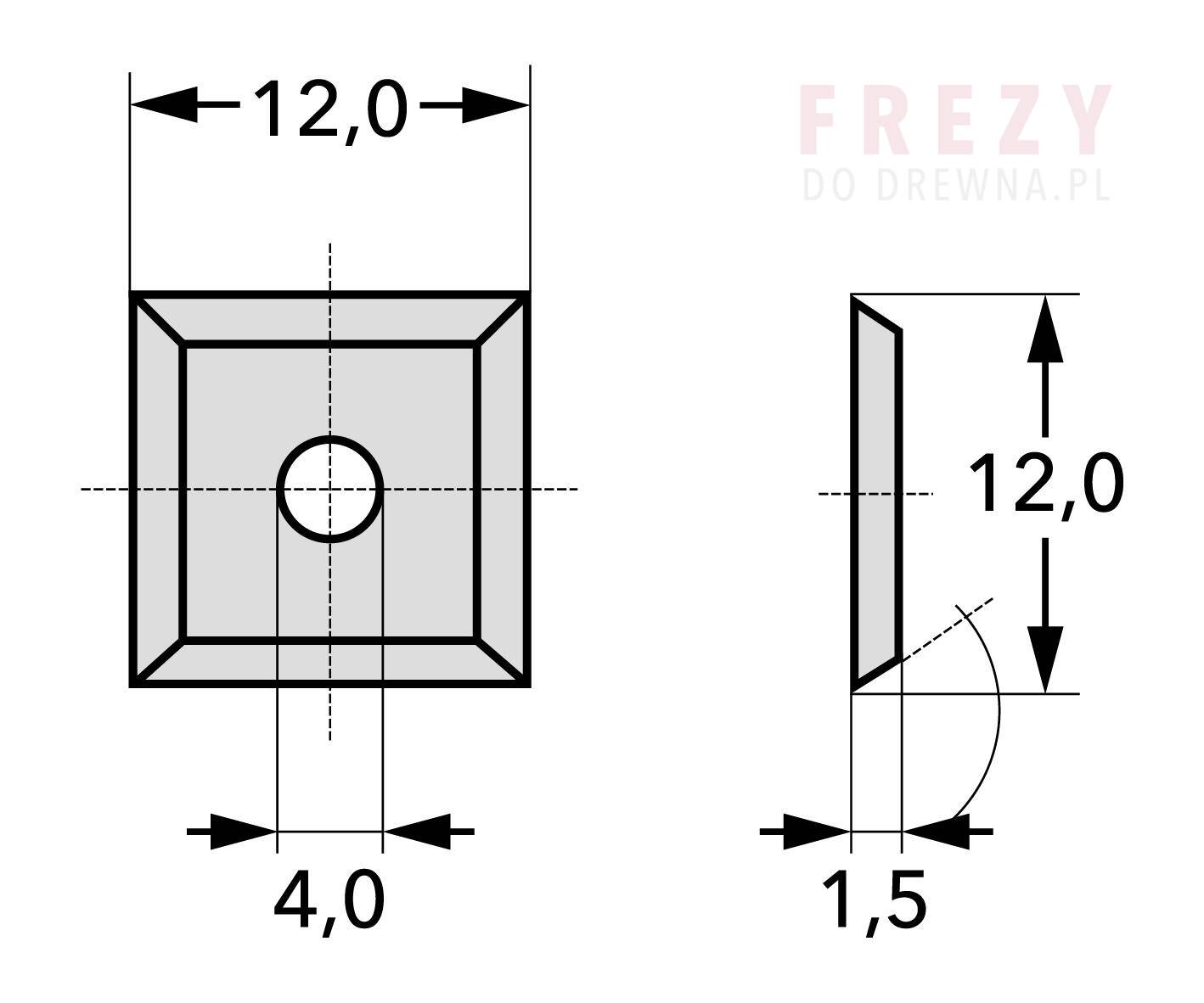 Płytka wymienna HM 12x12x1,5 d=4 kąt 35°