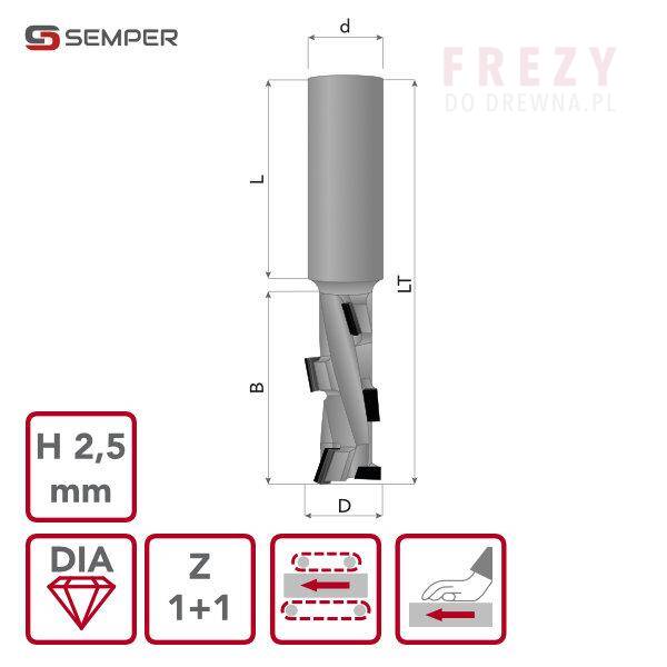 Frez diamentowy 20x68 z=1+1 prawy