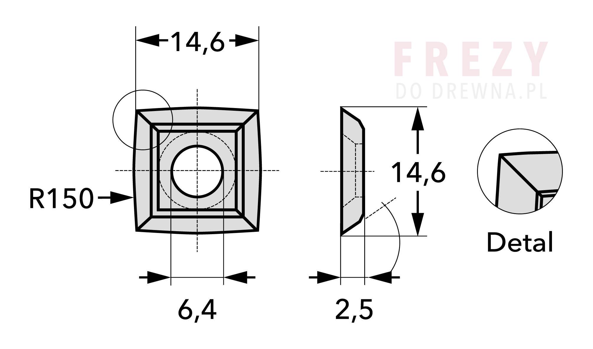 Płytka wymienna HM 14,6x14,6x2,5 d=6.4