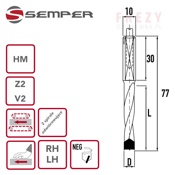 Wiertło HM 15x57,5 L=27 obr. R