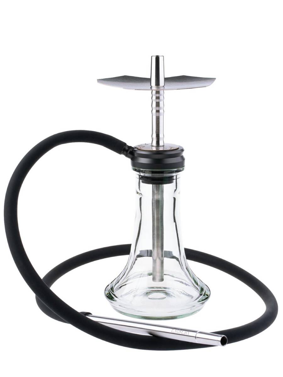 Hookah Embery MiniMONO-silverblack + glass base