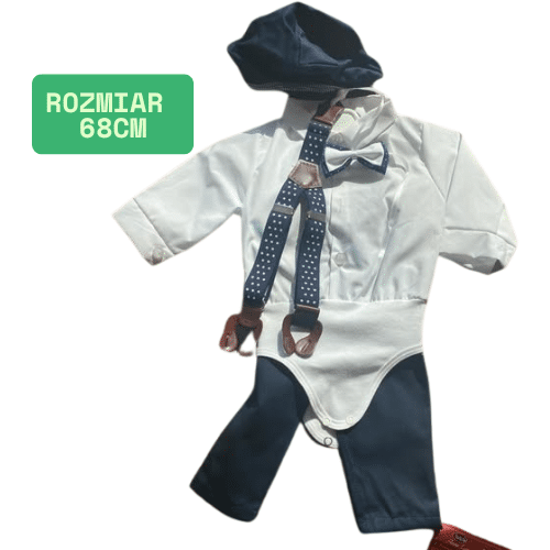 Komplet dla chłopca z czapeczką bez marynarki granat 68cm
