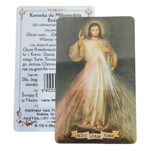 Obrazek-karta Jezus Miłosierny Łagiewnicki 8,5x5,5cm