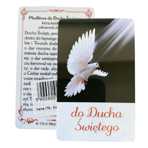 Obrazek-karta Modlitwa do Ducha Świętego 8,5x5,5cm