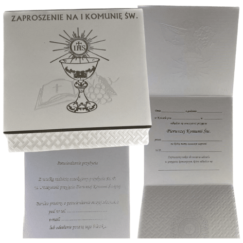 Zaproszenie na I Komunię Św. 8107 z potwierdzeniem przybycia