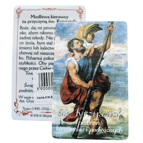 Obrazek-karta Św. Krzysztof Modlitwa kierowcy 8,5x5,5cm