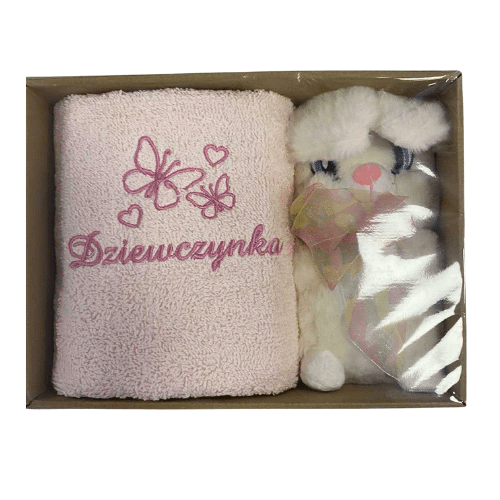 Ręcznik z haftem + króliczek