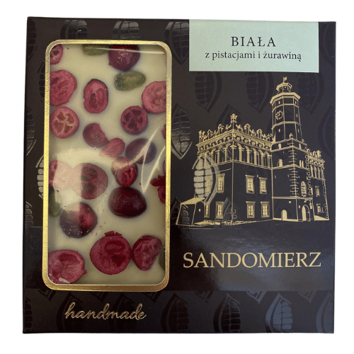 Czekolada biała z pistacjami i żurawiną 85g