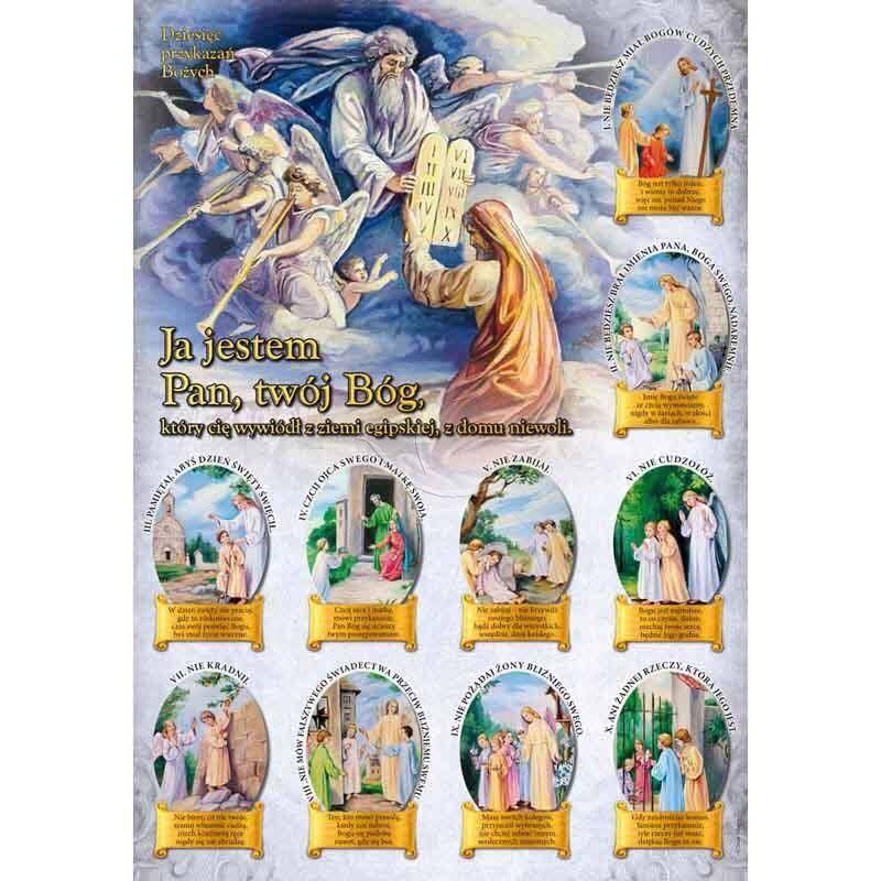 Plakat 10 Przykazań Bożych B2 z listwą