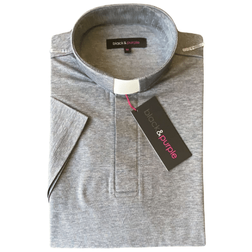 Koszula pod koloratkę Jersey Cotton - popiel, rozm. S-XXL