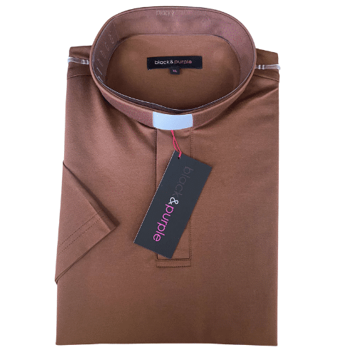 Koszula pod koloratkę Jersey Cotton - brąz, rozm. 3XL