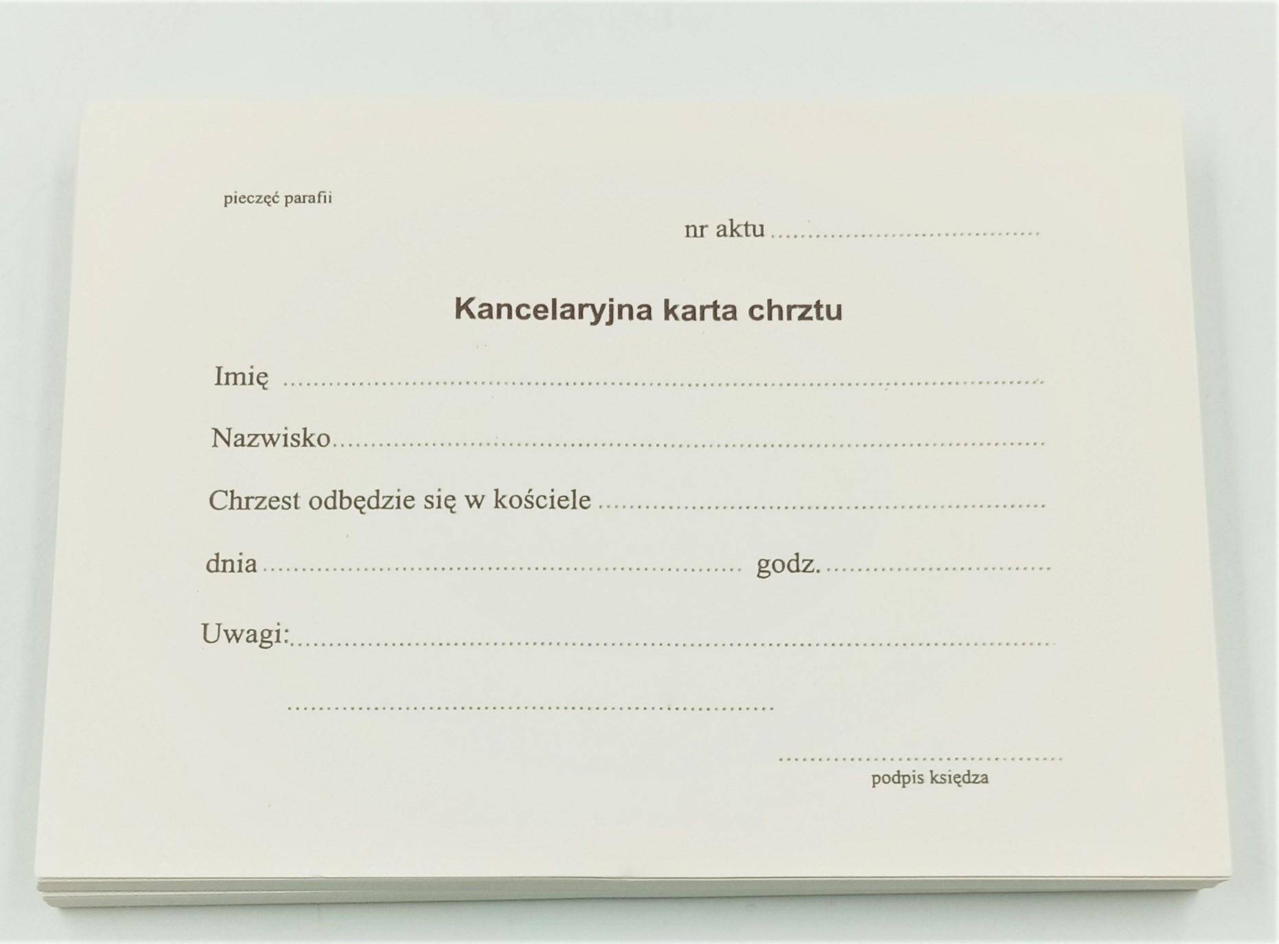Druki parafialne A6 jednostronne