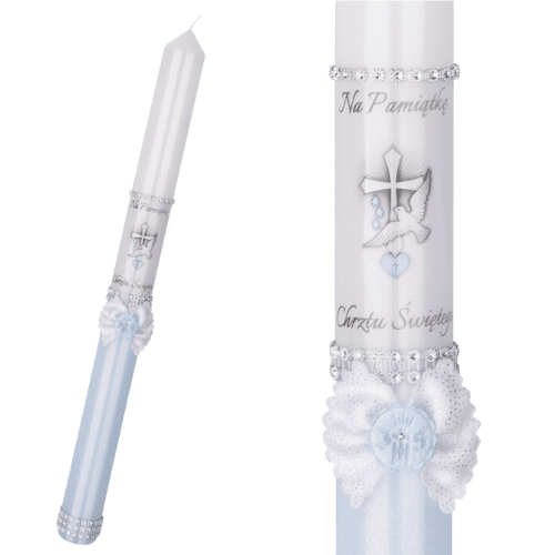 Świeca 2972 Chrzest niebieska-srebrna