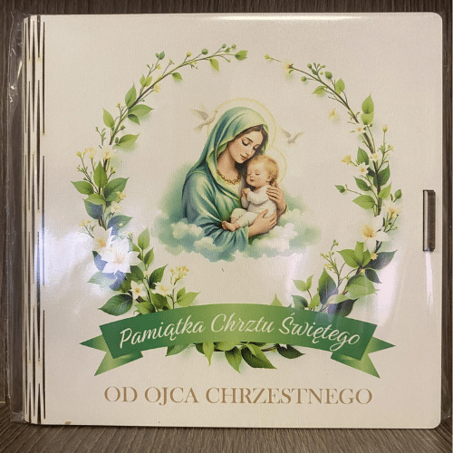 Książeczka drewno KW NERO Pamiątka Chrztu od Ojca Chrzestnego