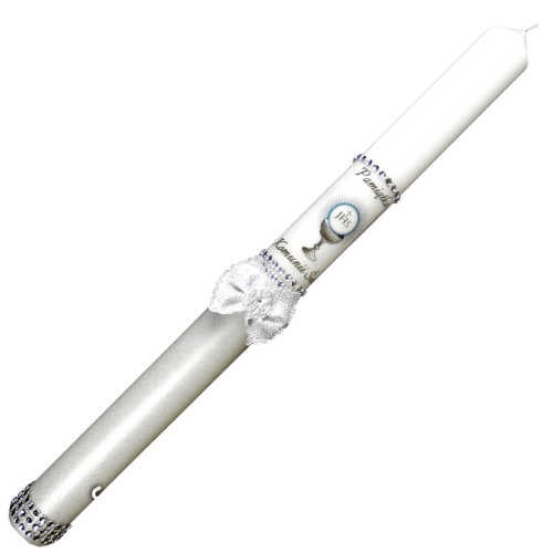 Świeca 3030 komunia biała-srebrna 40cm