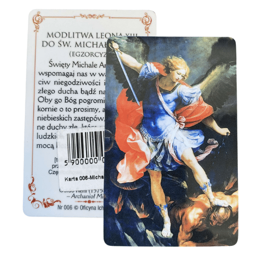 Obrazek-karta Michał Archanioł Modlitwa Leona XIII 8,5x5,5cm