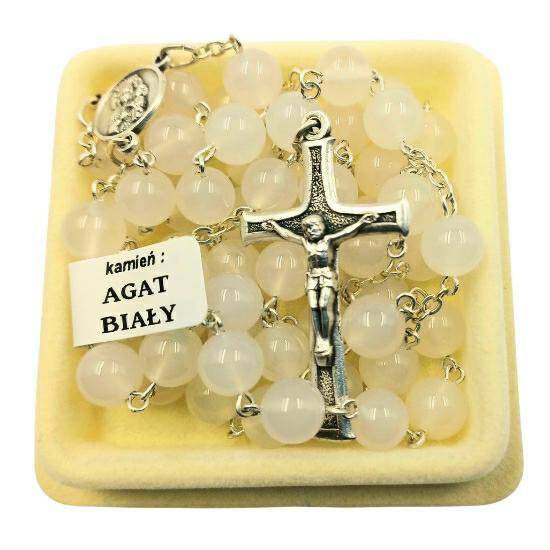 Różaniec Kamień - AGAT BIAŁY