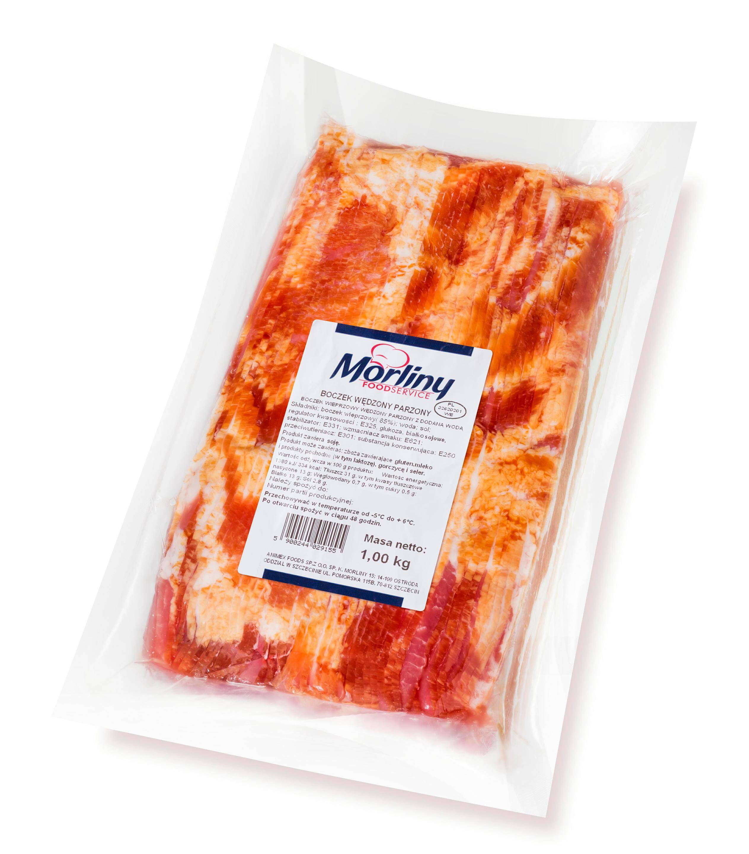 Morliny Boczek wędzony parz. plastry 1kg