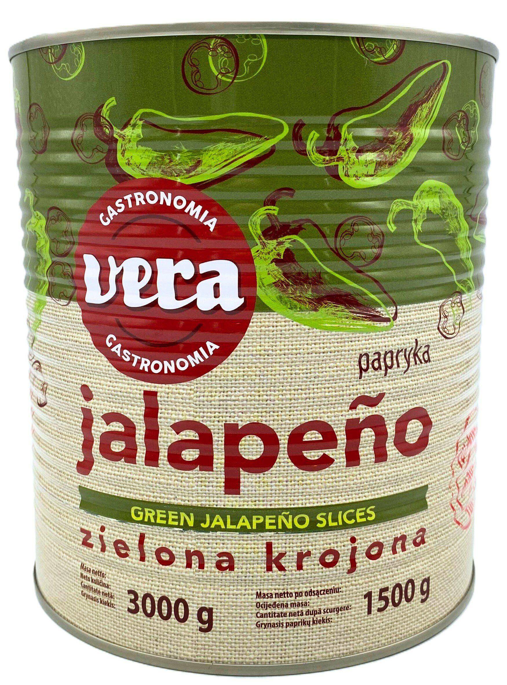 Papryka jalapeno zielona, krojona 3kg puszka Vera