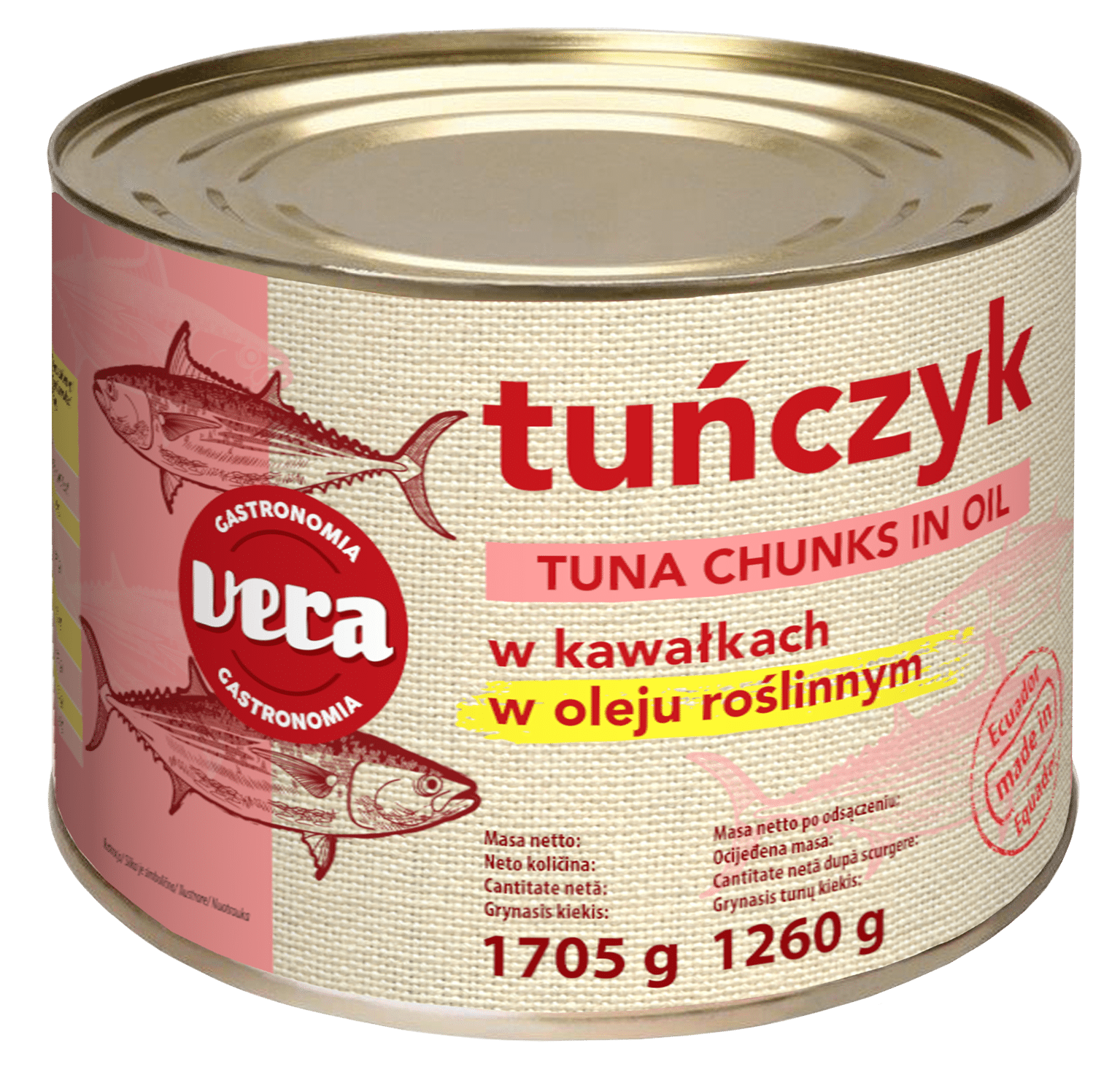 Vera tuńczyk kawałki w oleju 1705g/1260g