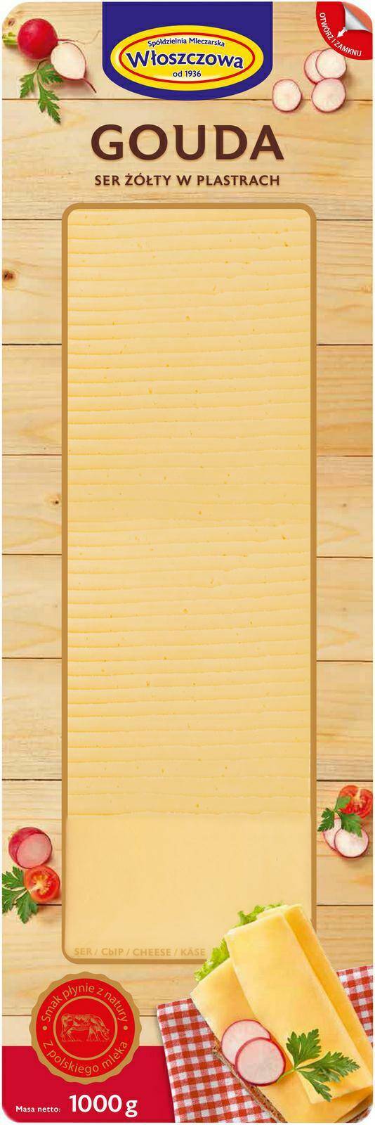 Włoszczowa Ser Gouda plastry 1kg