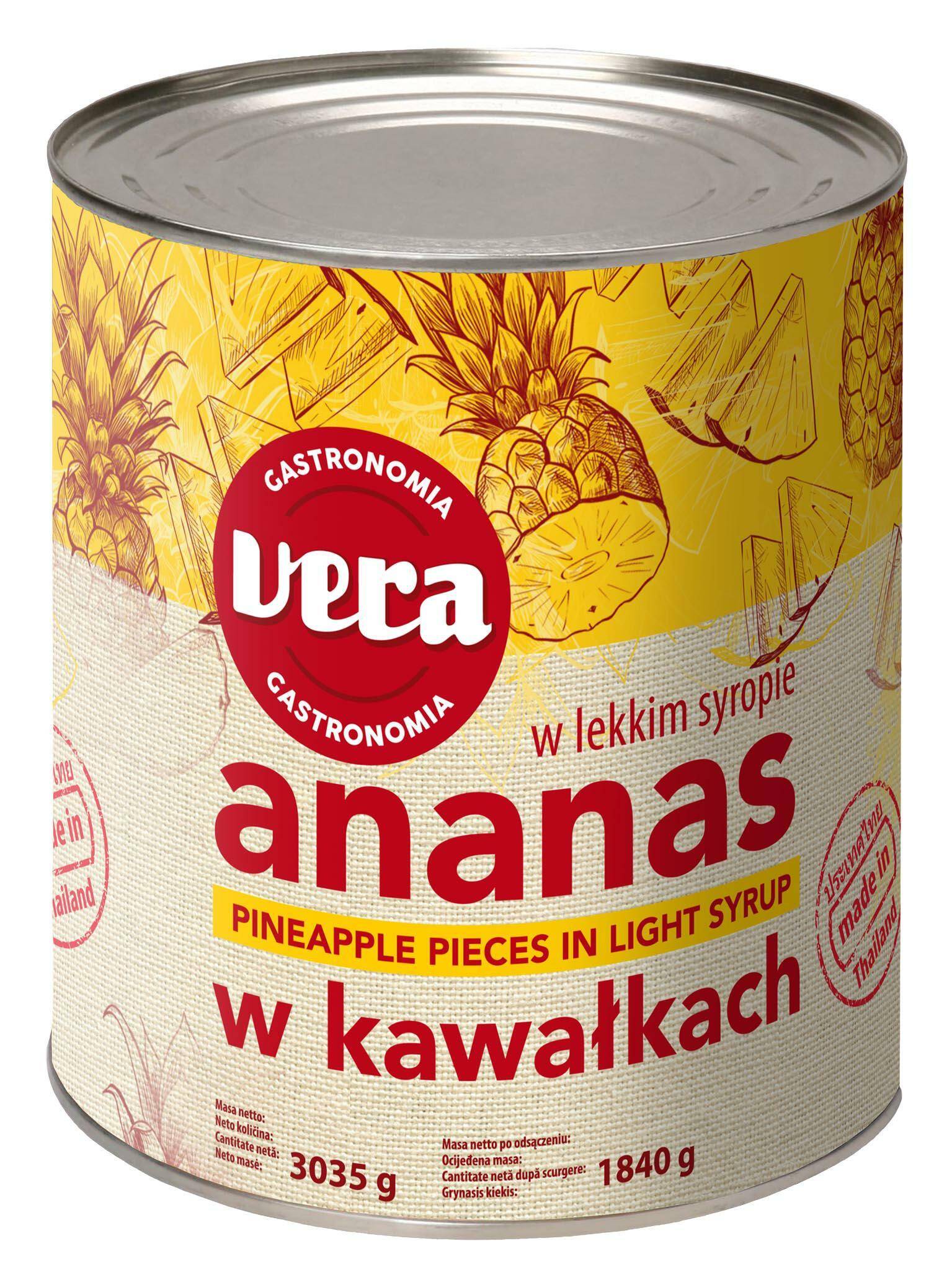 Ananas kawałki 3050/1840g Vera