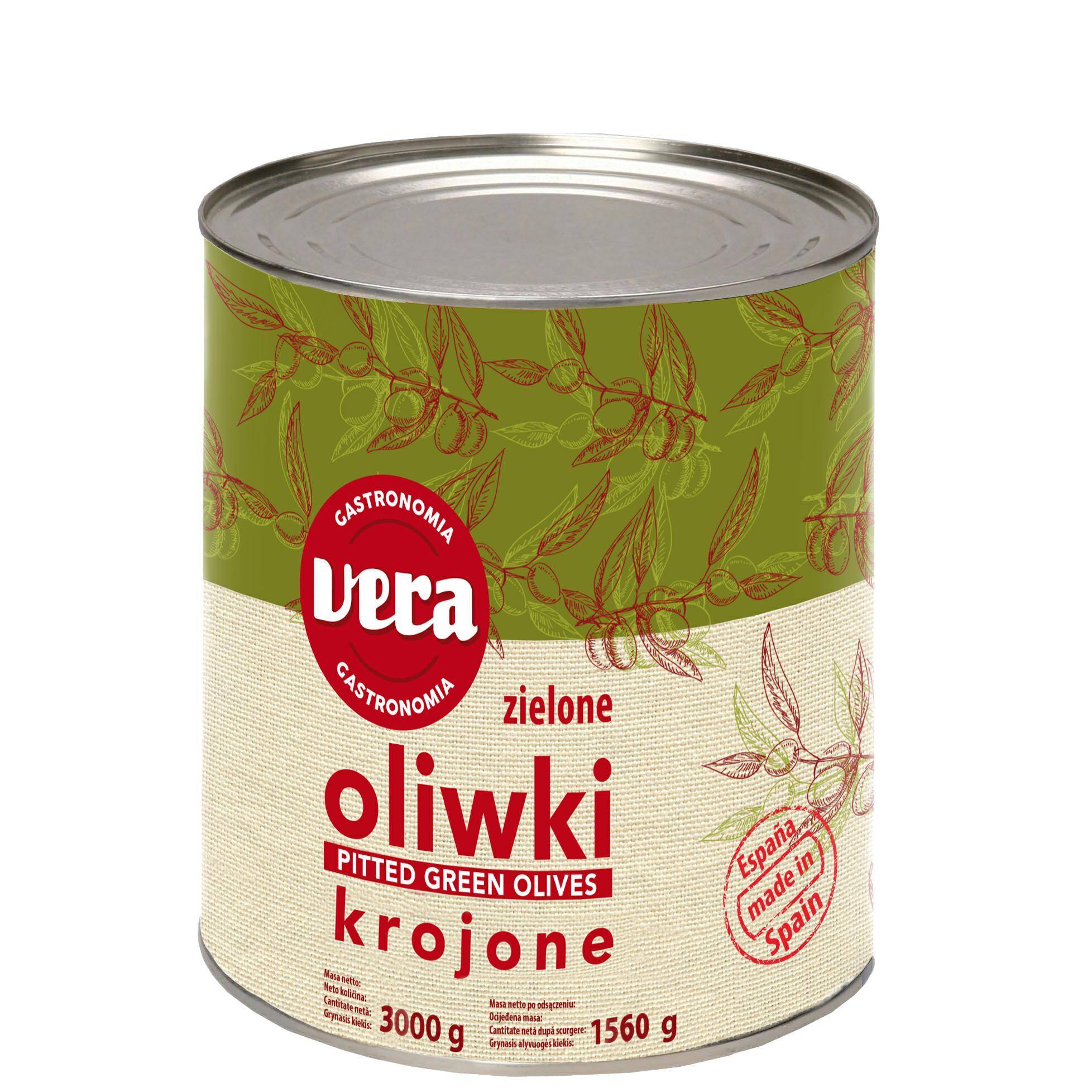Vera Oliwki zielone krojone 3 kg (1560g)