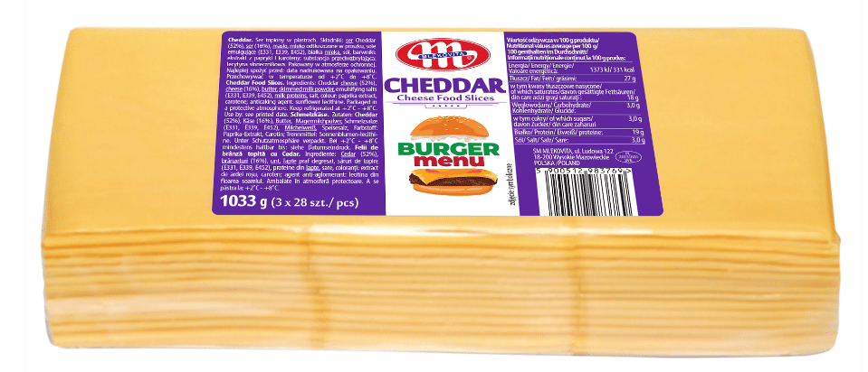 Mlekovita Cheddar ser topiony w plastrach 1033kg